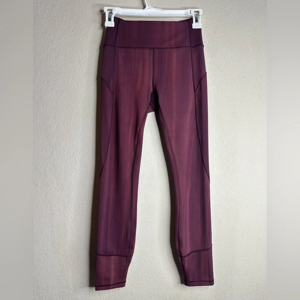 Lululemon In Movement Tight 26” Linear Spray Dye White Garnet 4